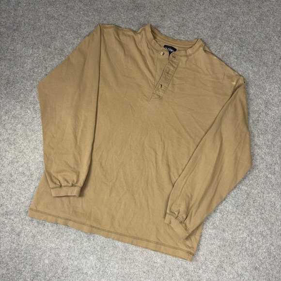 Puritan Other - Puritan Mens Henley Shirt Medium Brown Tan Long Sleeve Cotton Casual Basic